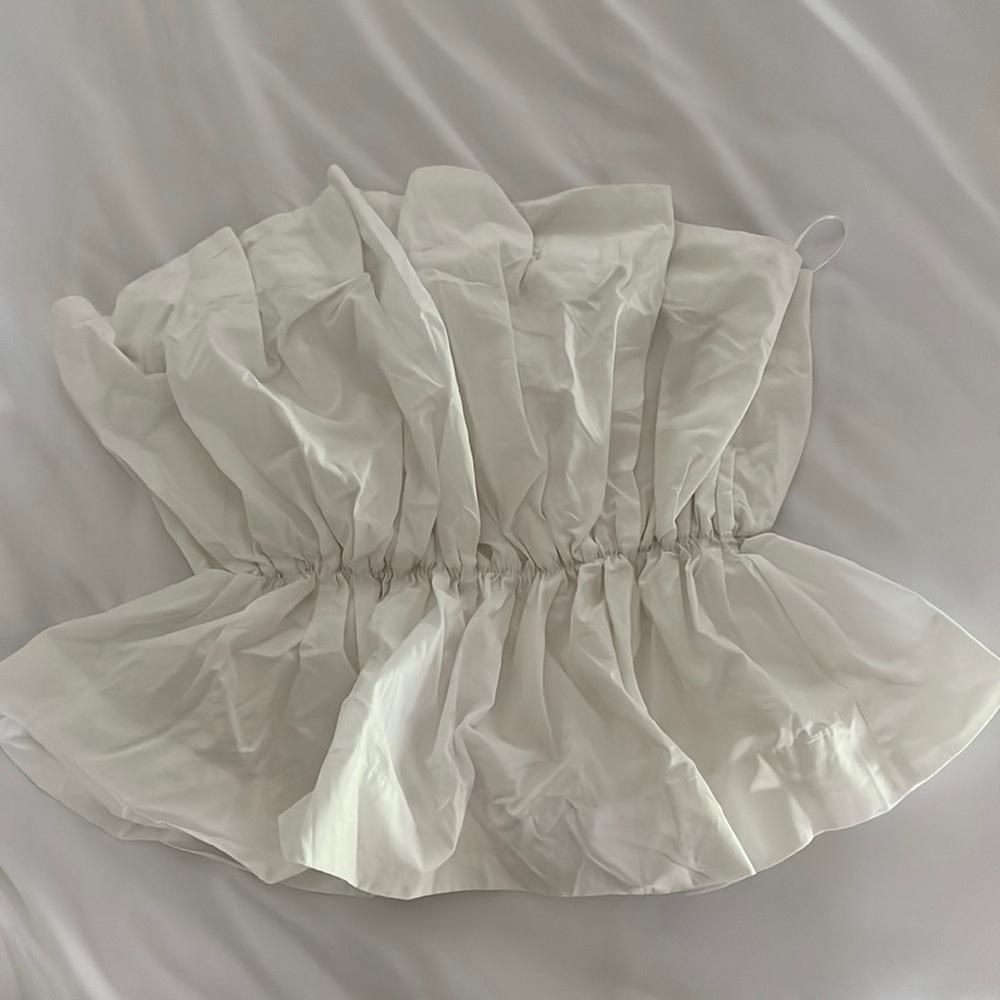 Anthropologie white cotton ruffle tube top